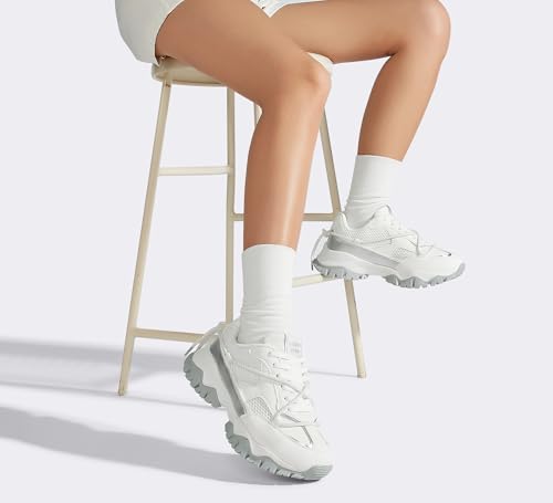 LUCKY STEP Women's Platform Colorful Fashion Sneakers Tennis Retro Colorblock Adjustable Lace Lifestyle Stylish Cute Chunky Dad Casual Walking Shoes