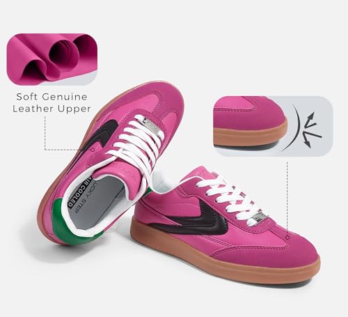 LUCKY STEP Women Retro Sneakers Fashion Classic Gum Sole Tennis Skate Shoes Casual Trendy Walking Trainer Anti Slip Flat Low-Top Footwear