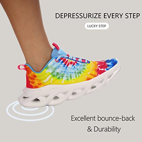 LUCKY STEP Women's Chunky Platform Tie Dye Rainbow Sneakers Tennis Running Fashion Shoes