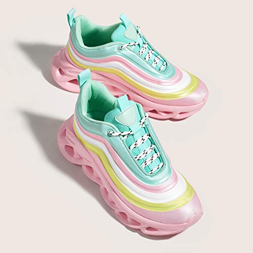 LUCKY STEP Women's Chunky Platform Tie Dye Rainbow Sneakers Tennis Running Fashion Shoes