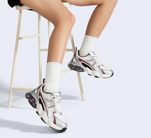 LUCKY STEP Women's Air Cushion Running Shoes Athletic Tennis Sneakers Lightweight Sports Mesh Gym Jogging Workout Walking Shoes