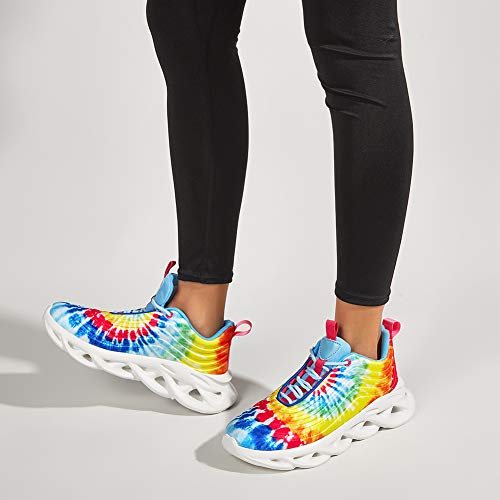 LUCKY STEP Women's Chunky Platform Tie Dye Rainbow Sneakers Tennis Running Fashion Shoes