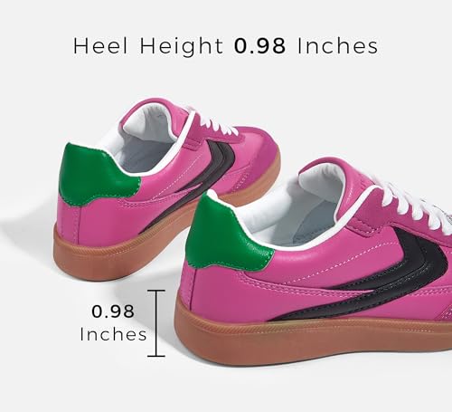 LUCKY STEP Women Retro Sneakers Fashion Classic Gum Sole Tennis Skate Shoes Casual Trendy Walking Trainer Anti Slip Flat Low-Top Footwear