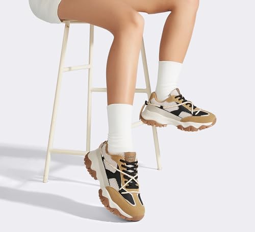 LUCKY STEP Women's Platform Colorful Fashion Sneakers Tennis Retro Colorblock Adjustable Lace Lifestyle Stylish Cute Chunky Dad Casual Walking Shoes