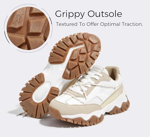 LUCKY STEP Women's Platform Colorful Fashion Sneakers Tennis Retro Colorblock Adjustable Lace Lifestyle Stylish Cute Chunky Dad Casual Walking Shoes