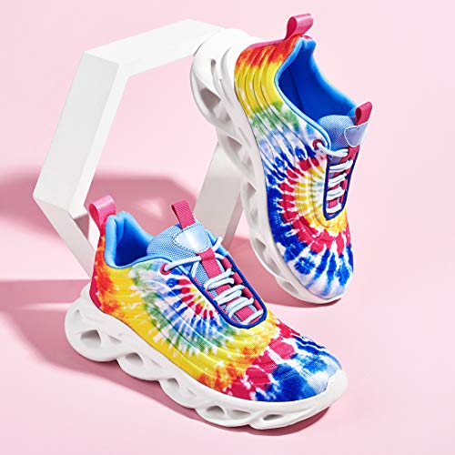 LUCKY STEP Women's Chunky Platform Tie Dye Rainbow Sneakers Tennis Running Fashion Shoes