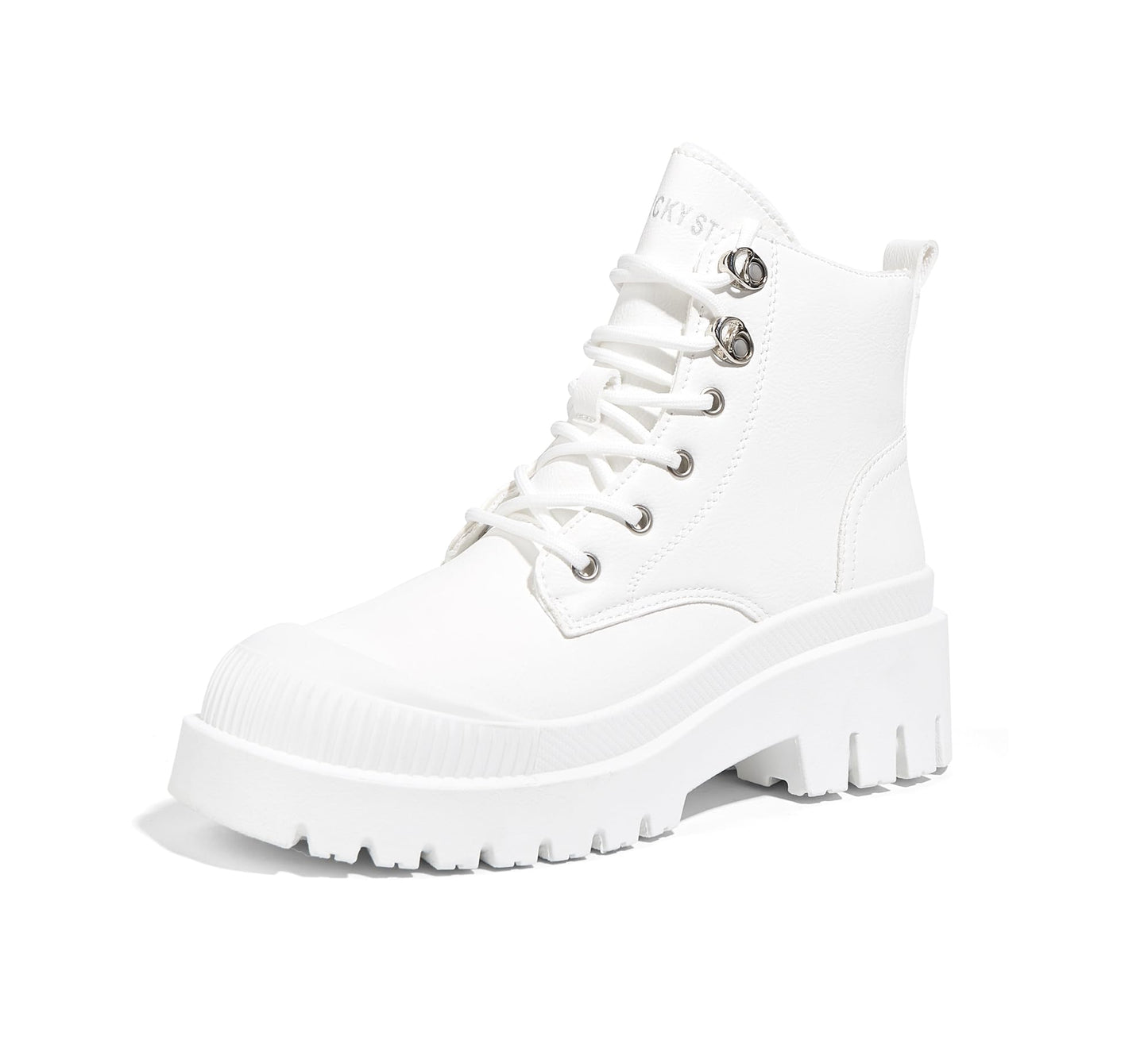 LUCKY STEP Women's Platform Ankle Boots Zipper Fashion Combat Thick Lug Sole Durable Chunky Wedge Booties Shoes