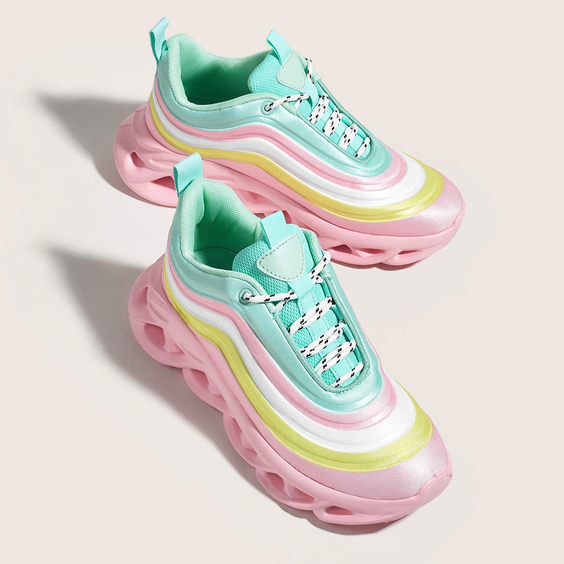 LUCKY STEP Women's Chunky Platform Tie Dye Rainbow Sneakers Tennis Running Fashion Shoes