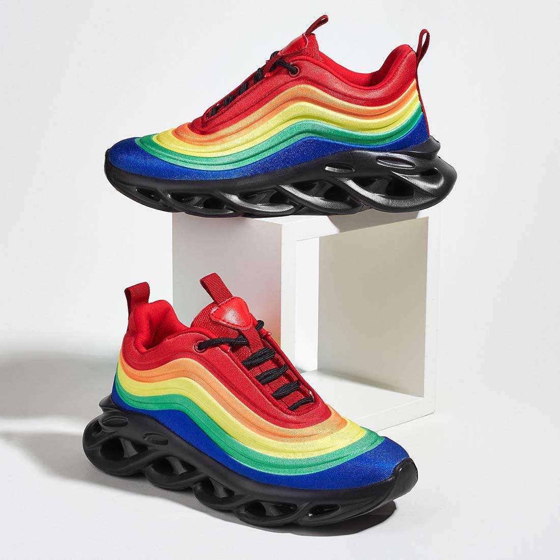 LUCKY STEP Women's Chunky Platform Tie Dye Rainbow Sneakers Tennis Running Fashion Shoes