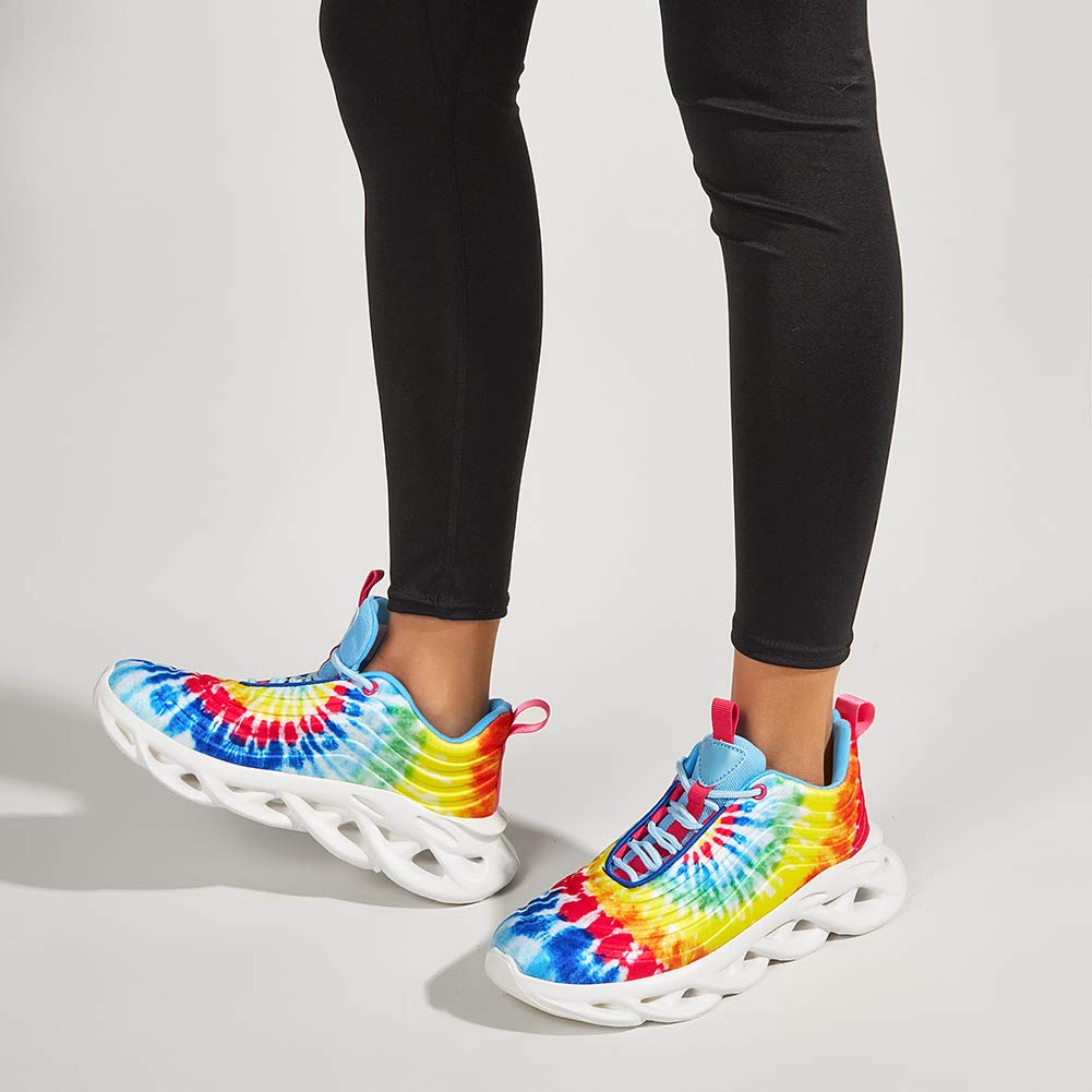 LUCKY STEP Women's Chunky Platform Tie Dye Rainbow Sneakers Tennis Running Fashion Shoes