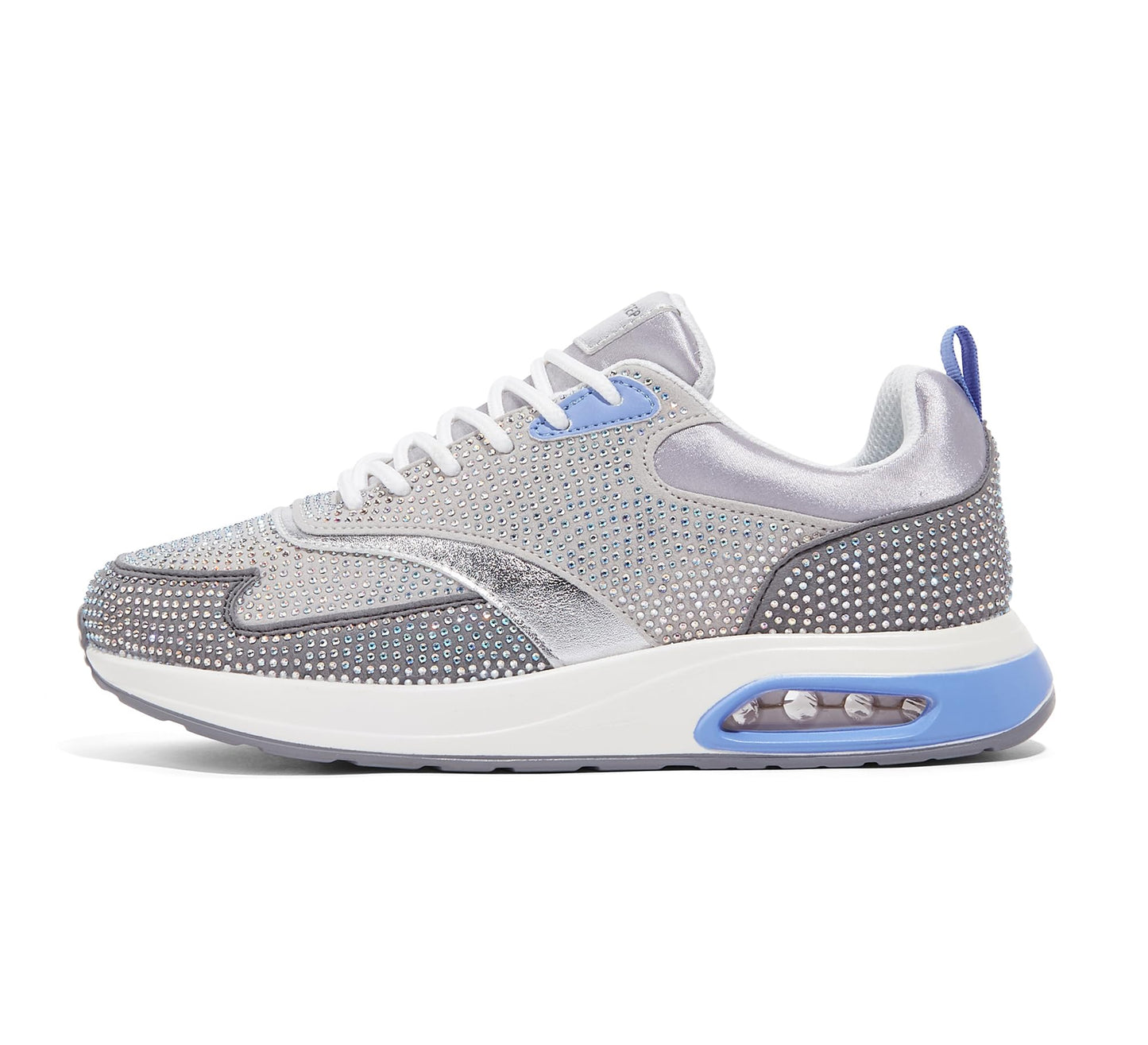 LUCKY STEP Women's Air Cushion Sneakers Rhinestone Fashion Running Gym Jogging Casual Sparkly Arch Support Walking Shoes