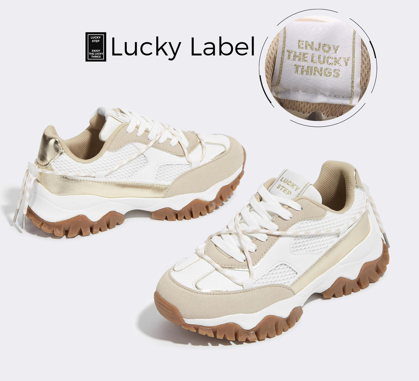 LUCKY STEP Women's Platform Colorful Fashion Sneakers Tennis Retro Colorblock Adjustable Lace Lifestyle Stylish Cute Chunky Dad Casual Walking Shoes