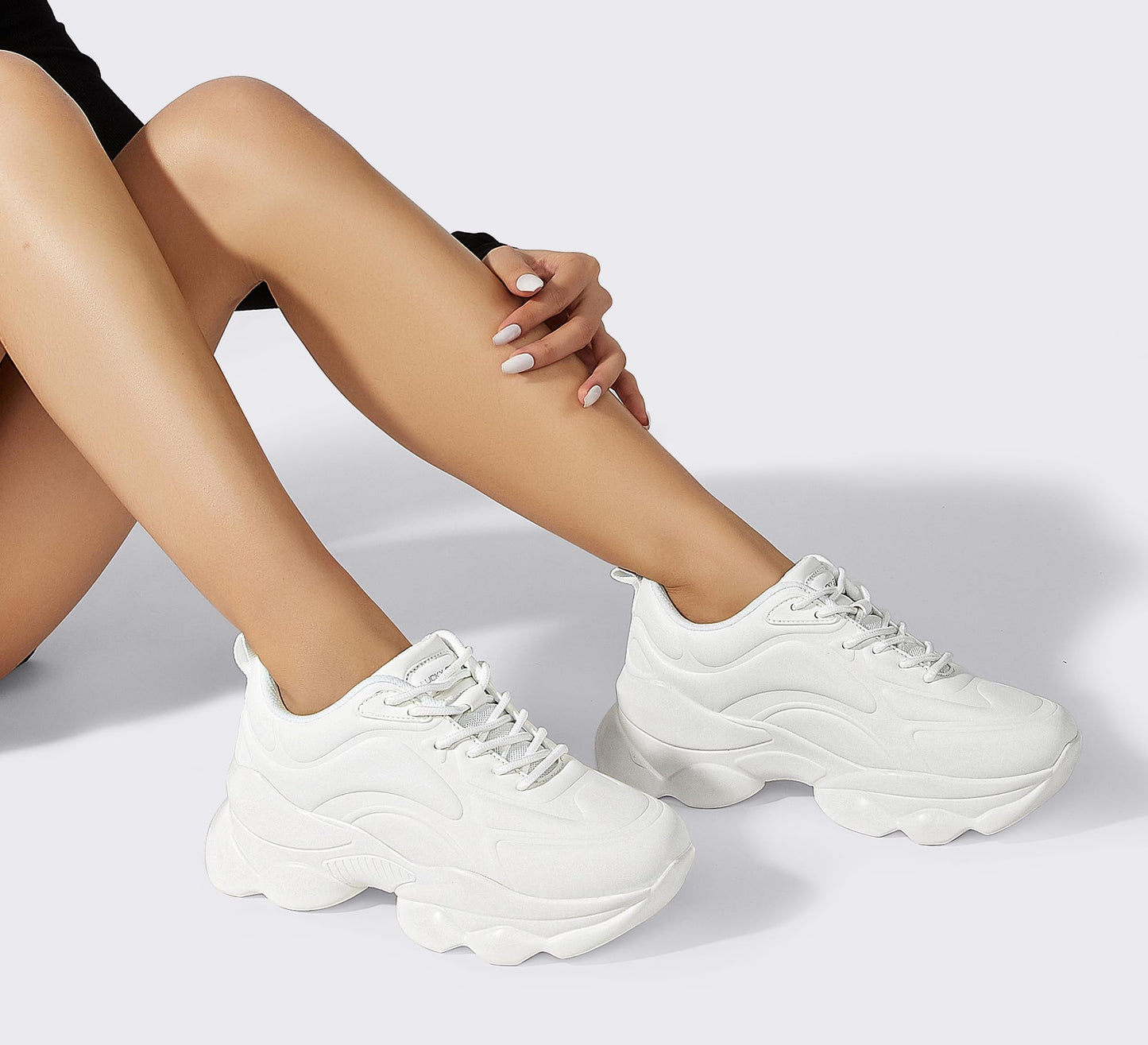 LUCKY STEP Women's 90s Chunky Sneakers Sparkly Bling Rhinestone Rope Platform Casual Thick Dad Rave Walking Shoes