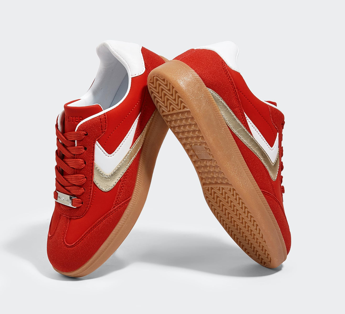 LUCKY STEP Women Retro Sneakers Fashion Classic Gum Sole Tennis Skate Shoes Casual Trendy Walking Trainer Anti Slip Flat Low-Top Footwear