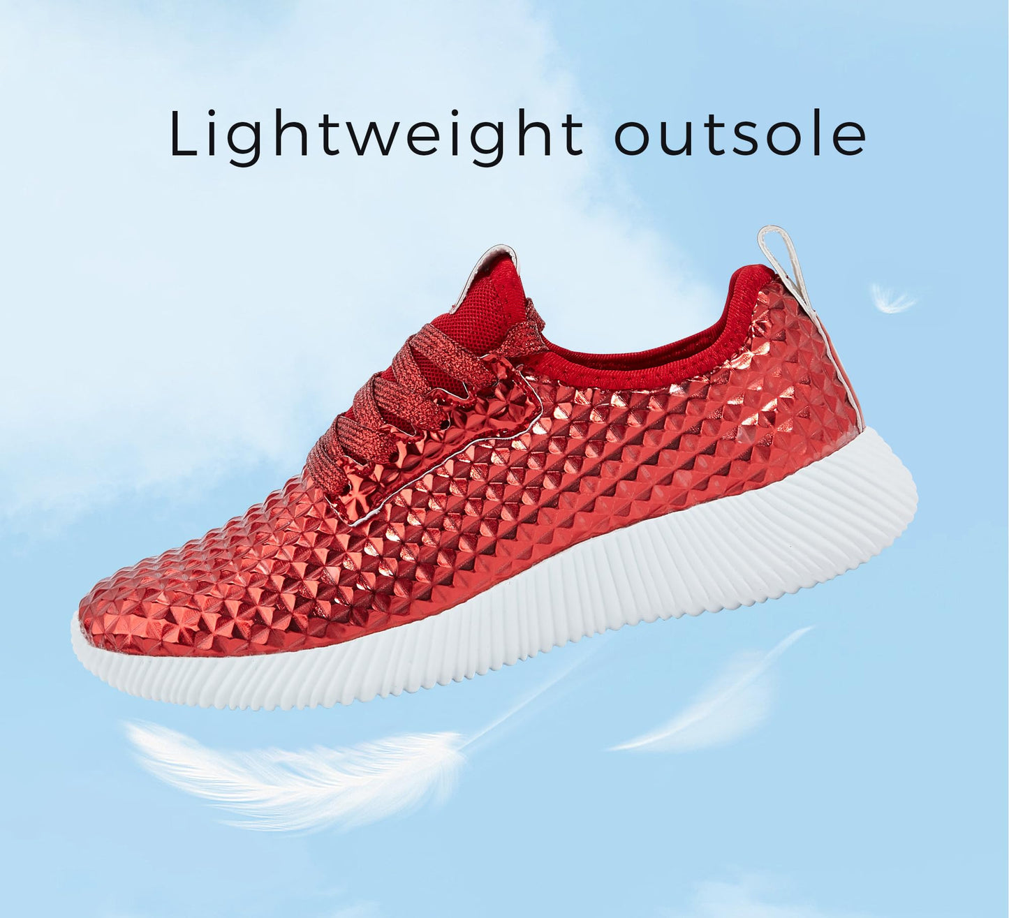 LUCKY STEP Women's Metallic Fashion Sneaker Leatherette Studded Jogger Lightweight Casual Walking Shoes