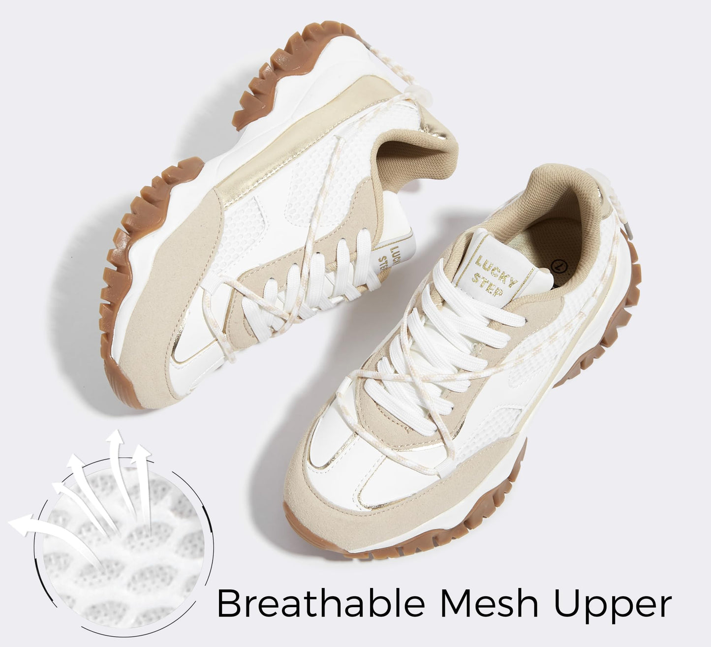 LUCKY STEP Women's Platform Colorful Fashion Sneakers Tennis Retro Colorblock Adjustable Lace Lifestyle Stylish Cute Chunky Dad Casual Walking Shoes