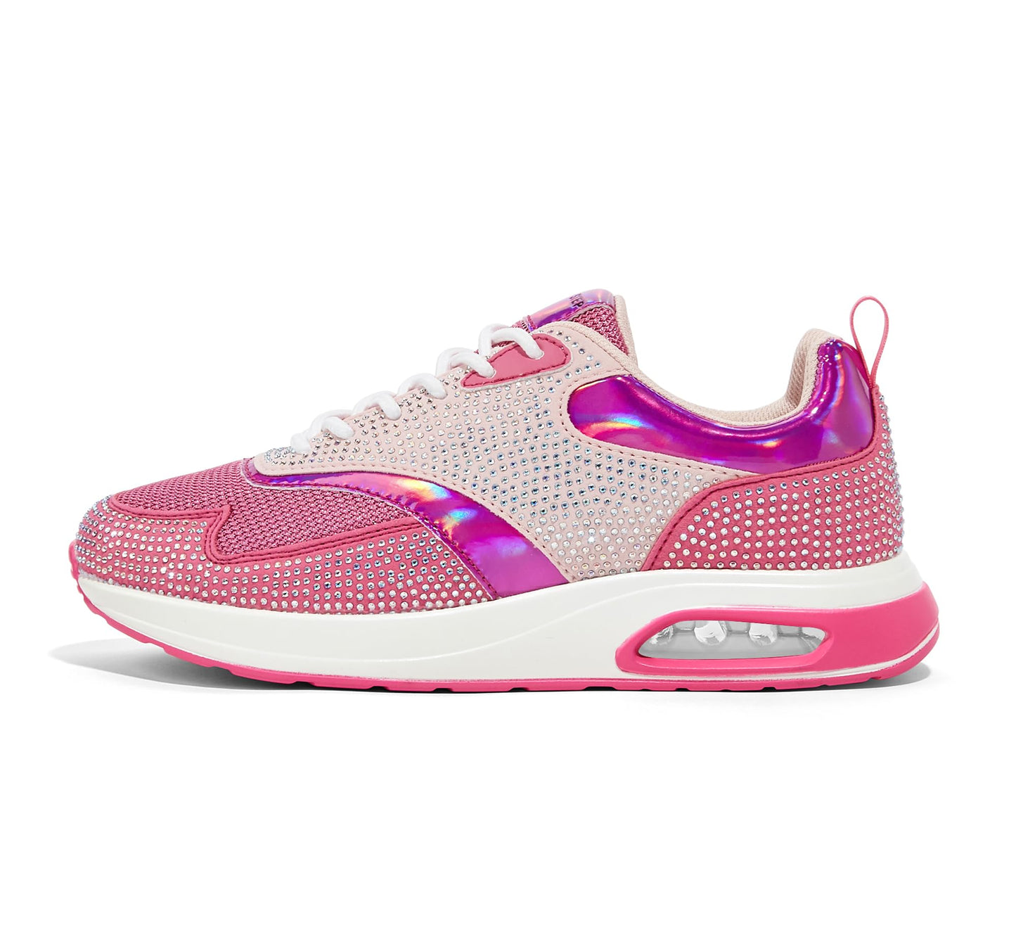 LUCKY STEP Women's Air Cushion Sneakers Rhinestone Fashion Running Gym Jogging Casual Sparkly Arch Support Walking Shoes