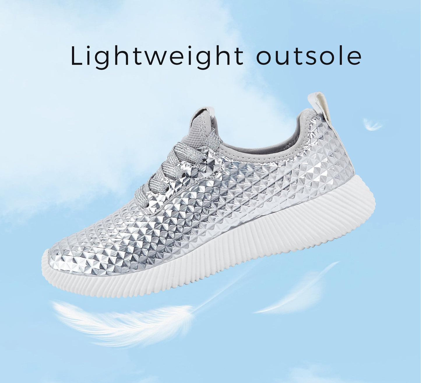 LUCKY STEP Women's Metallic Fashion Sneaker Leatherette Studded Jogger Lightweight Casual Walking Shoes