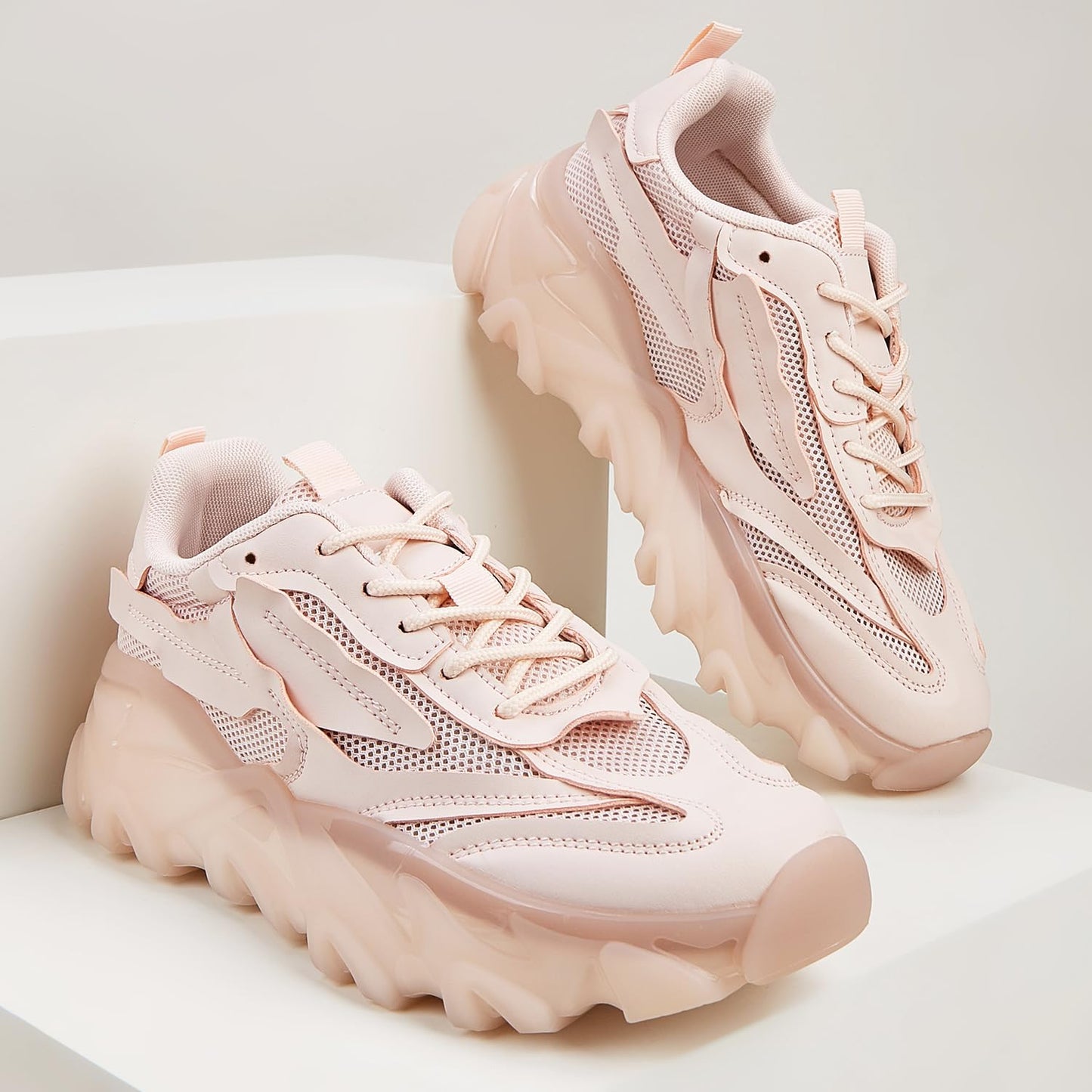 LUCKY STEP Women Walking Cusual Knit Fashion Sneakers Platfom Outdoor Shoes