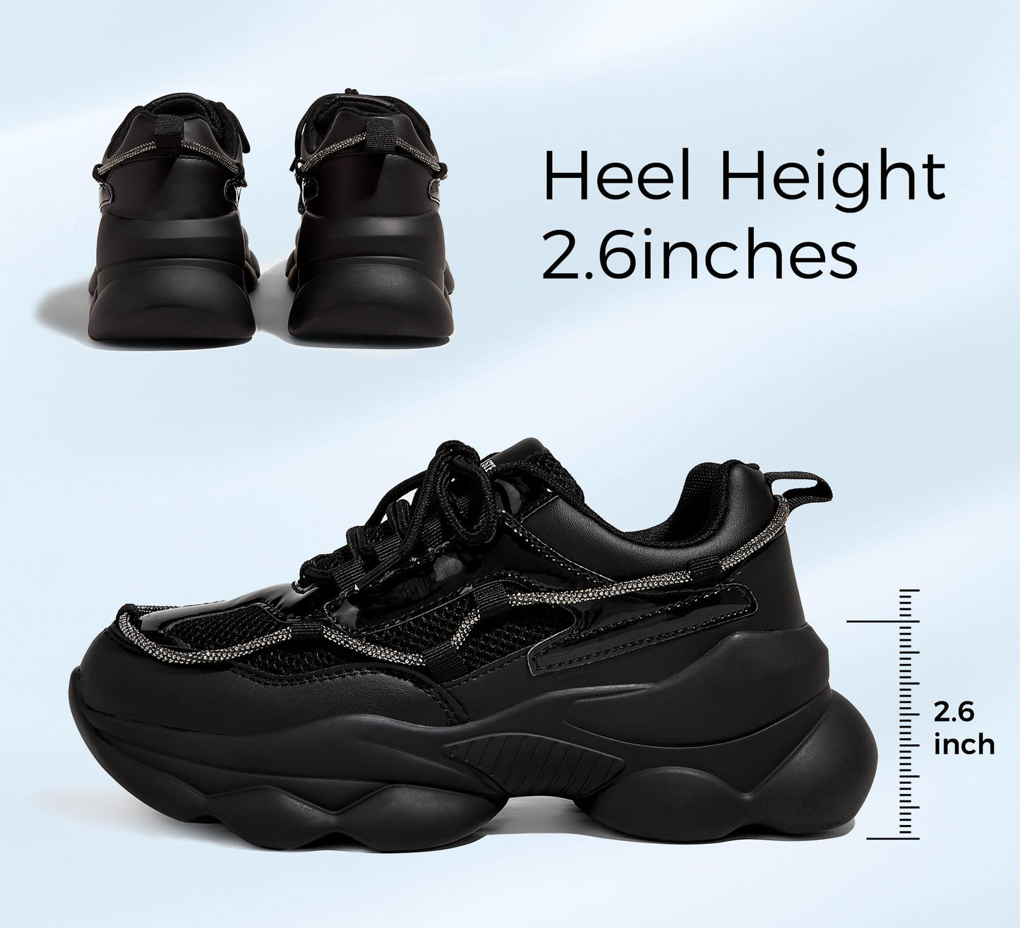 LUCKY STEP Women's 90s Chunky Sneakers Sparkly Bling Rhinestone Rope Platform Casual Thick Dad Rave Walking Shoes