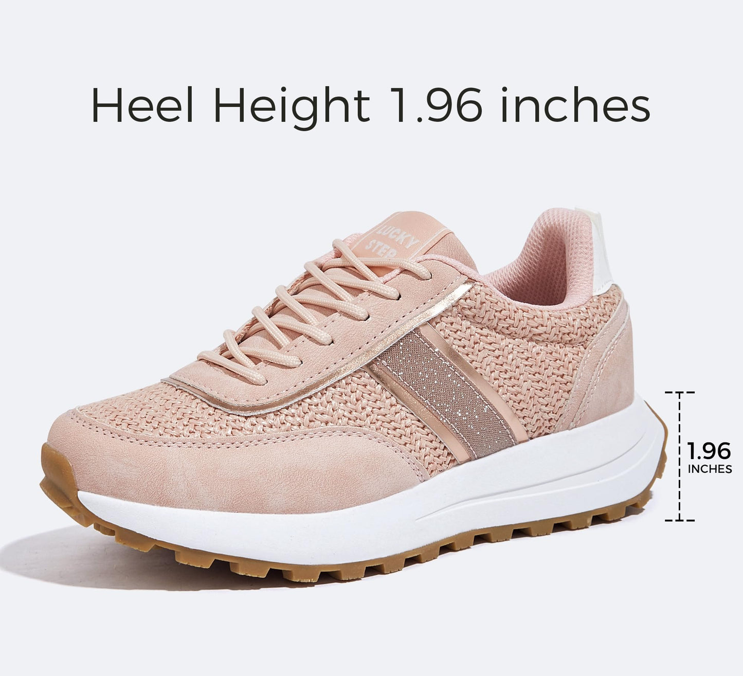 LUCKY STEP Women Platform Walking Shoe Fashion Retro Classic Casual Trainers Braided Rhinestone Sneakers Tennis Running Walking Shoes