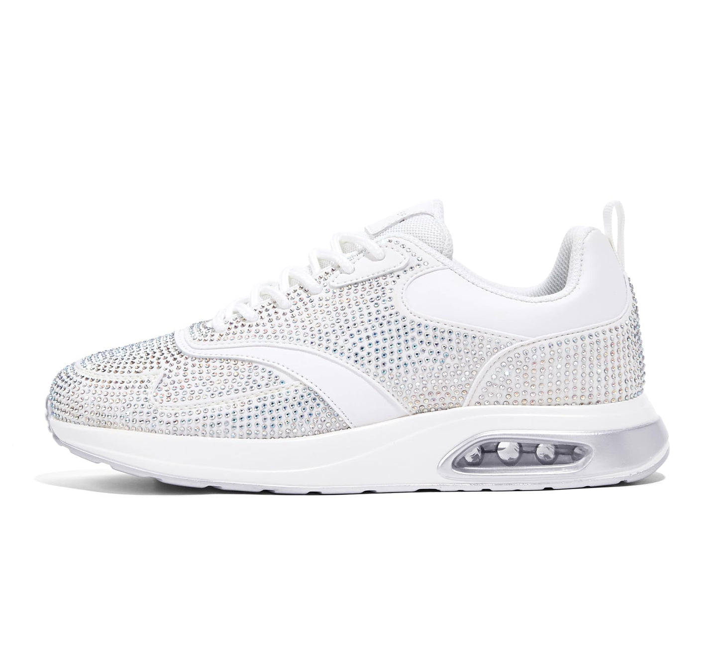 LUCKY STEP Women's Air Cushion Sneakers Rhinestone Fashion Running Gym Jogging Casual Sparkly Arch Support Walking Shoes