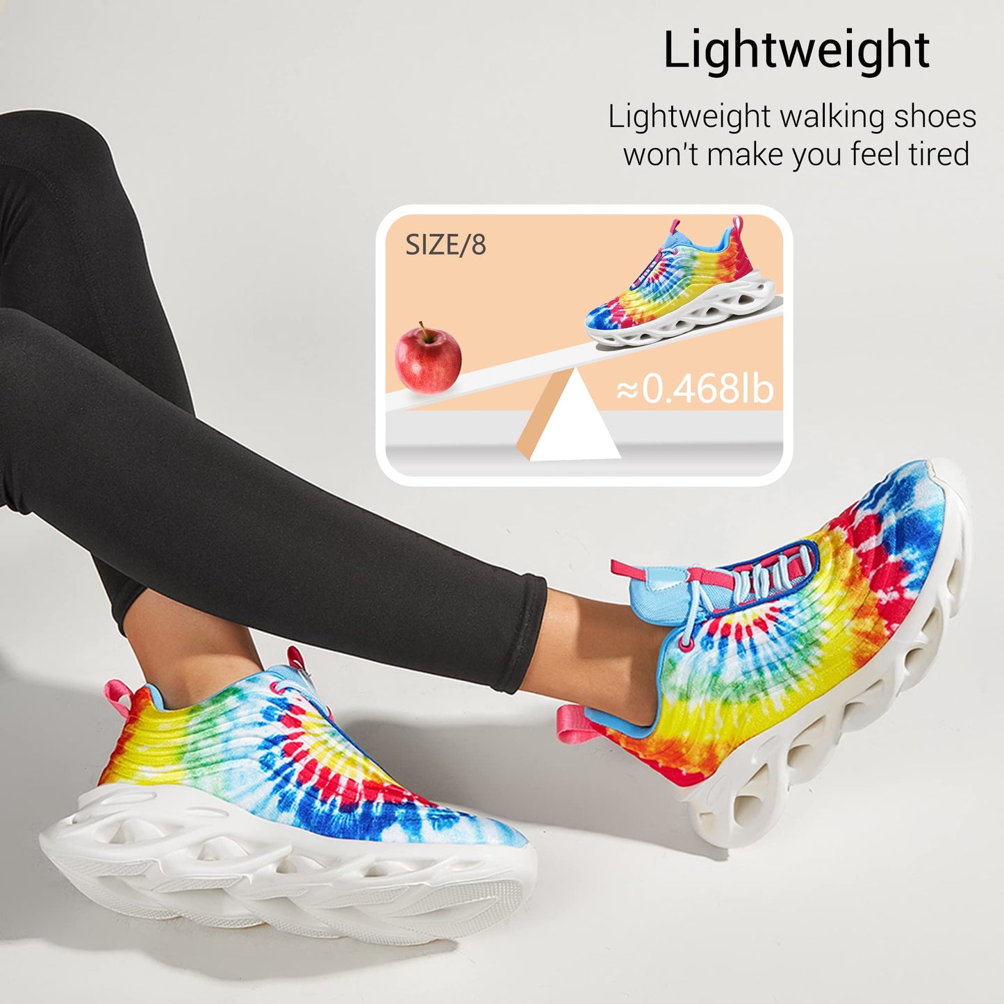 LUCKY STEP Women's Chunky Platform Tie Dye Rainbow Sneakers Tennis Running Fashion Shoes