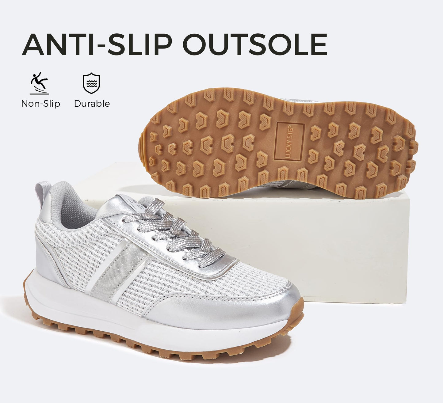 LUCKY STEP Women Platform Walking Shoe Fashion Retro Classic Casual Trainers Braided Rhinestone Sneakers Tennis Running Walking Shoes