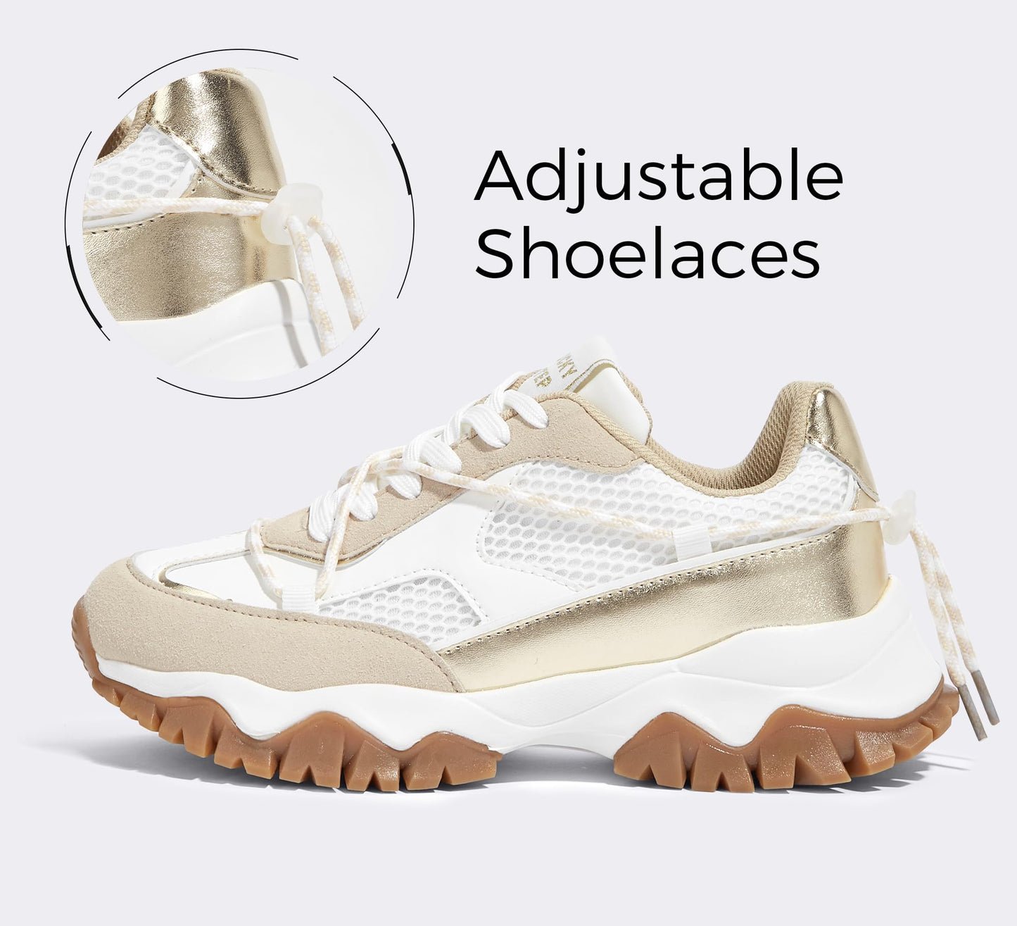 LUCKY STEP Women's Platform Colorful Fashion Sneakers Tennis Retro Colorblock Adjustable Lace Lifestyle Stylish Cute Chunky Dad Casual Walking Shoes