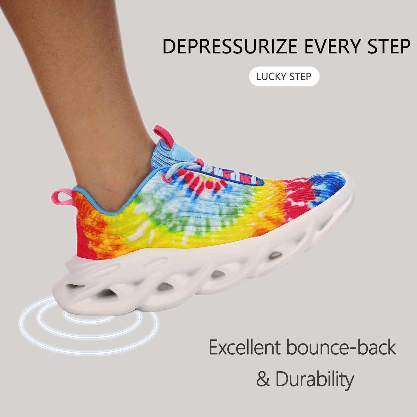 LUCKY STEP Women's Chunky Platform Tie Dye Rainbow Sneakers Tennis Running Fashion Shoes