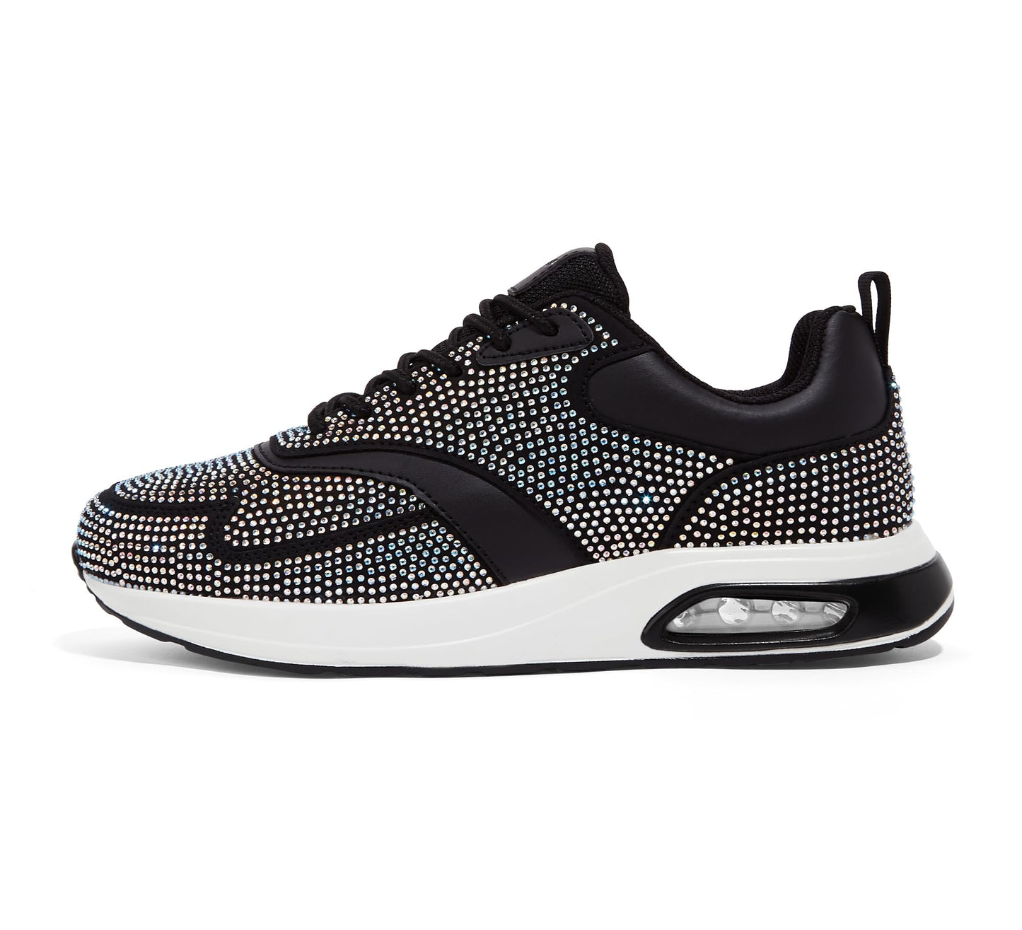 LUCKY STEP Women's Air Cushion Sneakers Rhinestone Fashion Running Gym Jogging Casual Sparkly Arch Support Walking Shoes