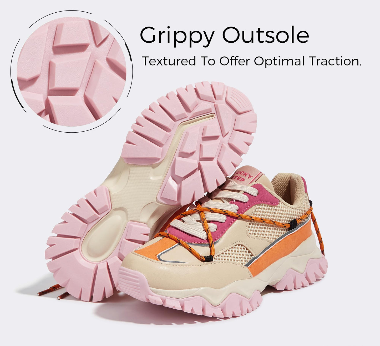 LUCKY STEP Women's Platform Colorful Fashion Sneakers Tennis Retro Colorblock Adjustable Lace Lifestyle Stylish Cute Chunky Dad Casual Walking Shoes