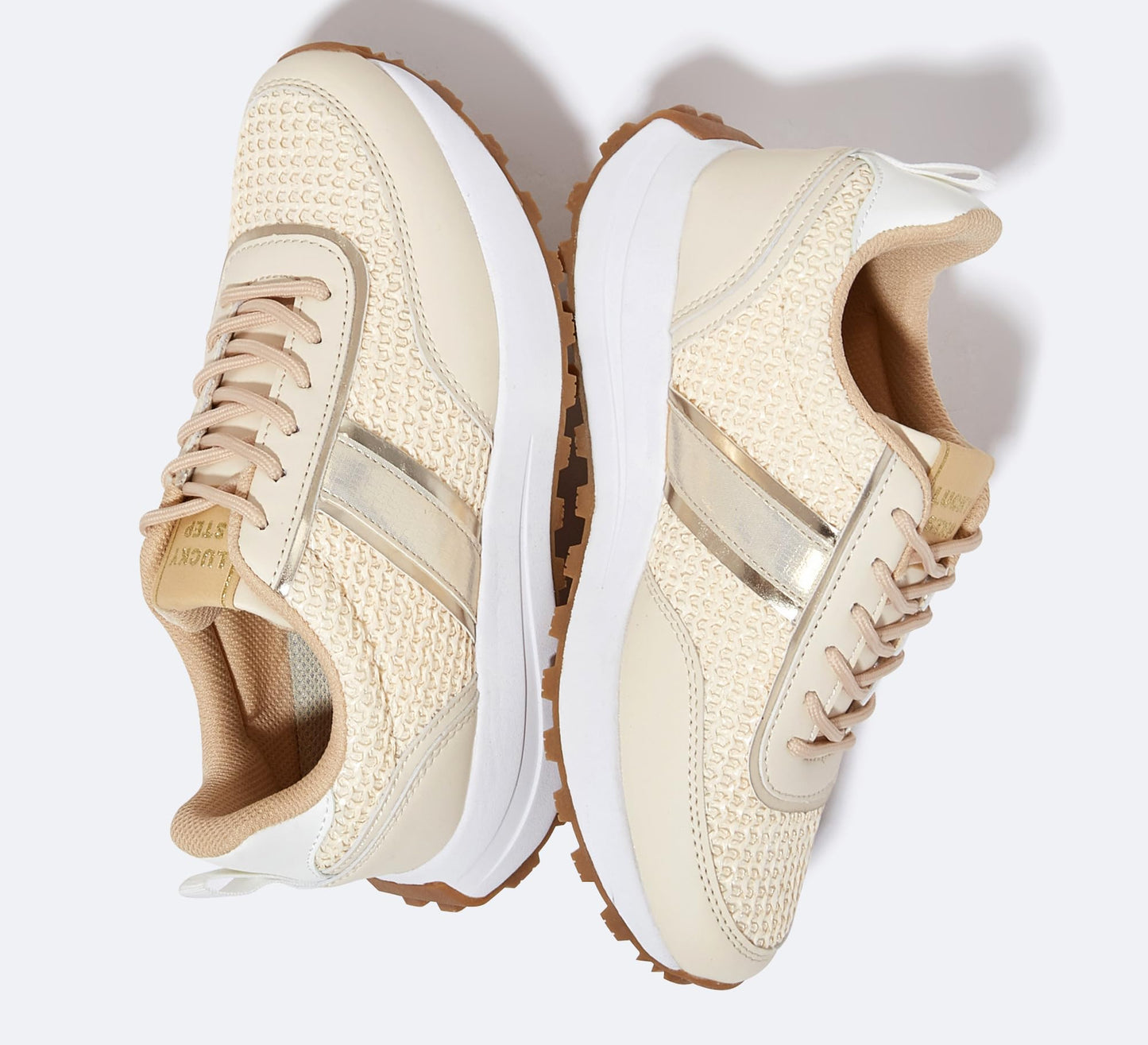 LUCKY STEP Women Platform Walking Shoe Fashion Retro Classic Casual Trainers Braided Rhinestone Sneakers Tennis Running Walking Shoes
