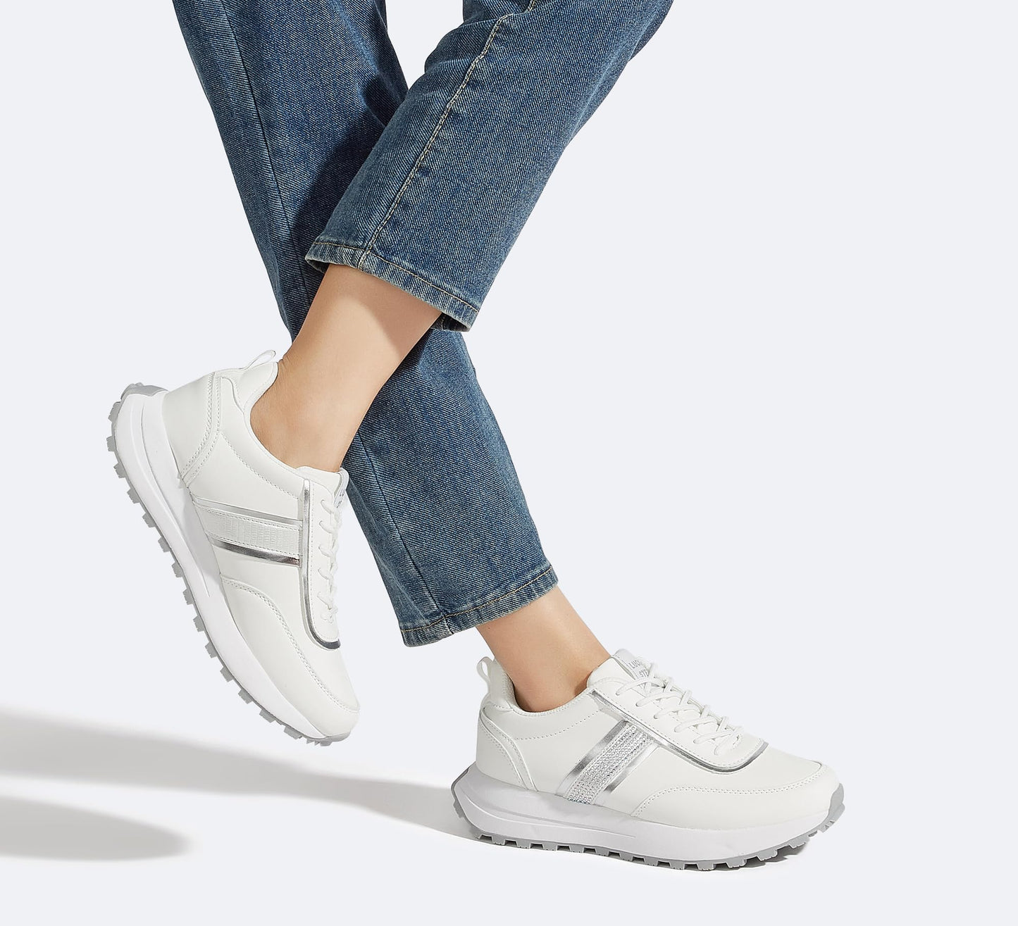 LUCKY STEP Women Platform Walking Shoe Fashion Retro Classic Casual Trainers Braided Rhinestone Sneakers Tennis Running Walking Shoes