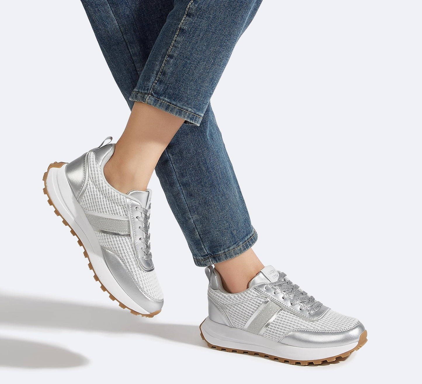 LUCKY STEP Women Platform Walking Shoe Fashion Retro Classic Casual Trainers Braided Rhinestone Sneakers Tennis Running Walking Shoes