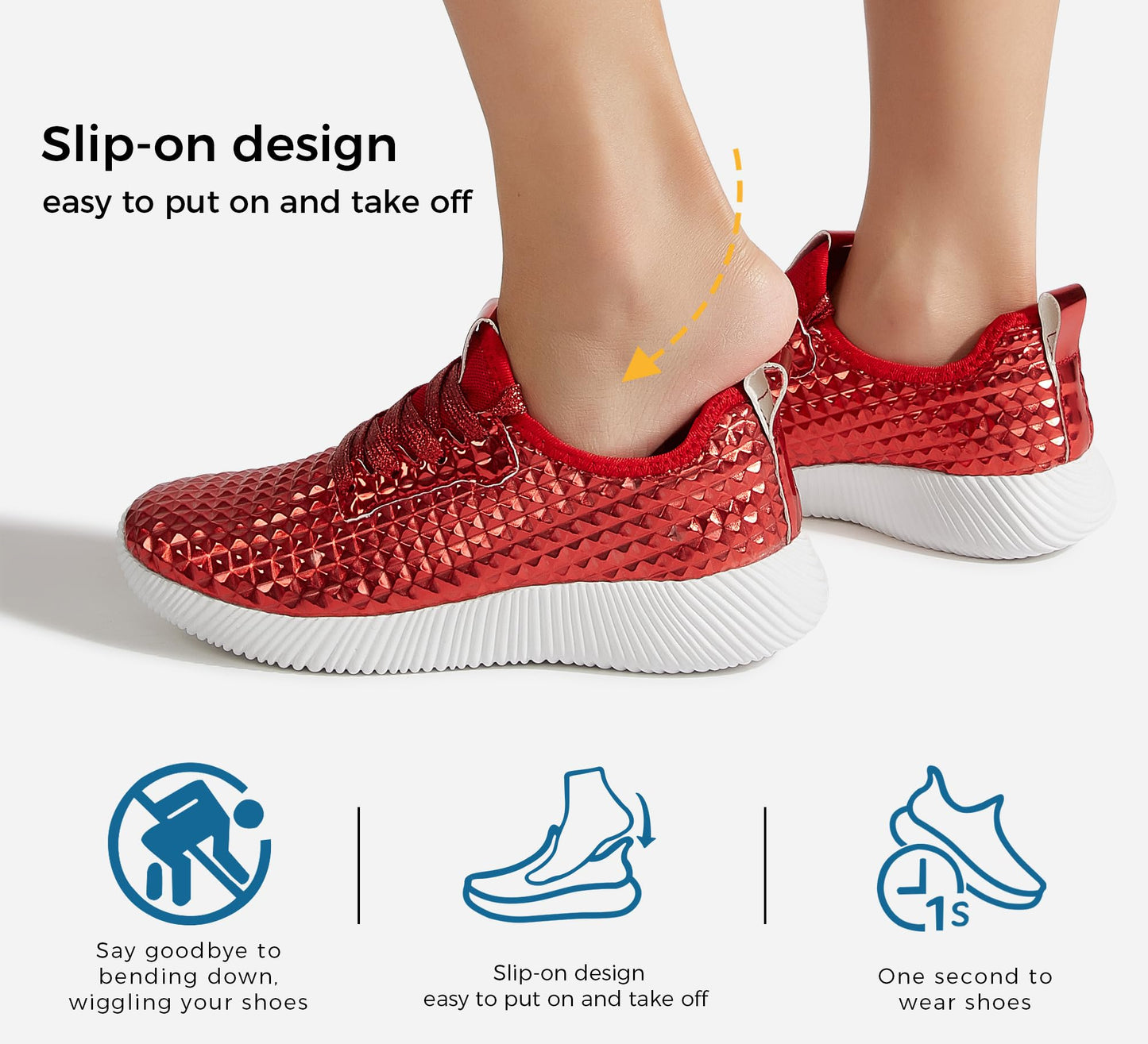 LUCKY STEP Women's Metallic Fashion Sneaker Leatherette Studded Jogger Lightweight Casual Walking Shoes