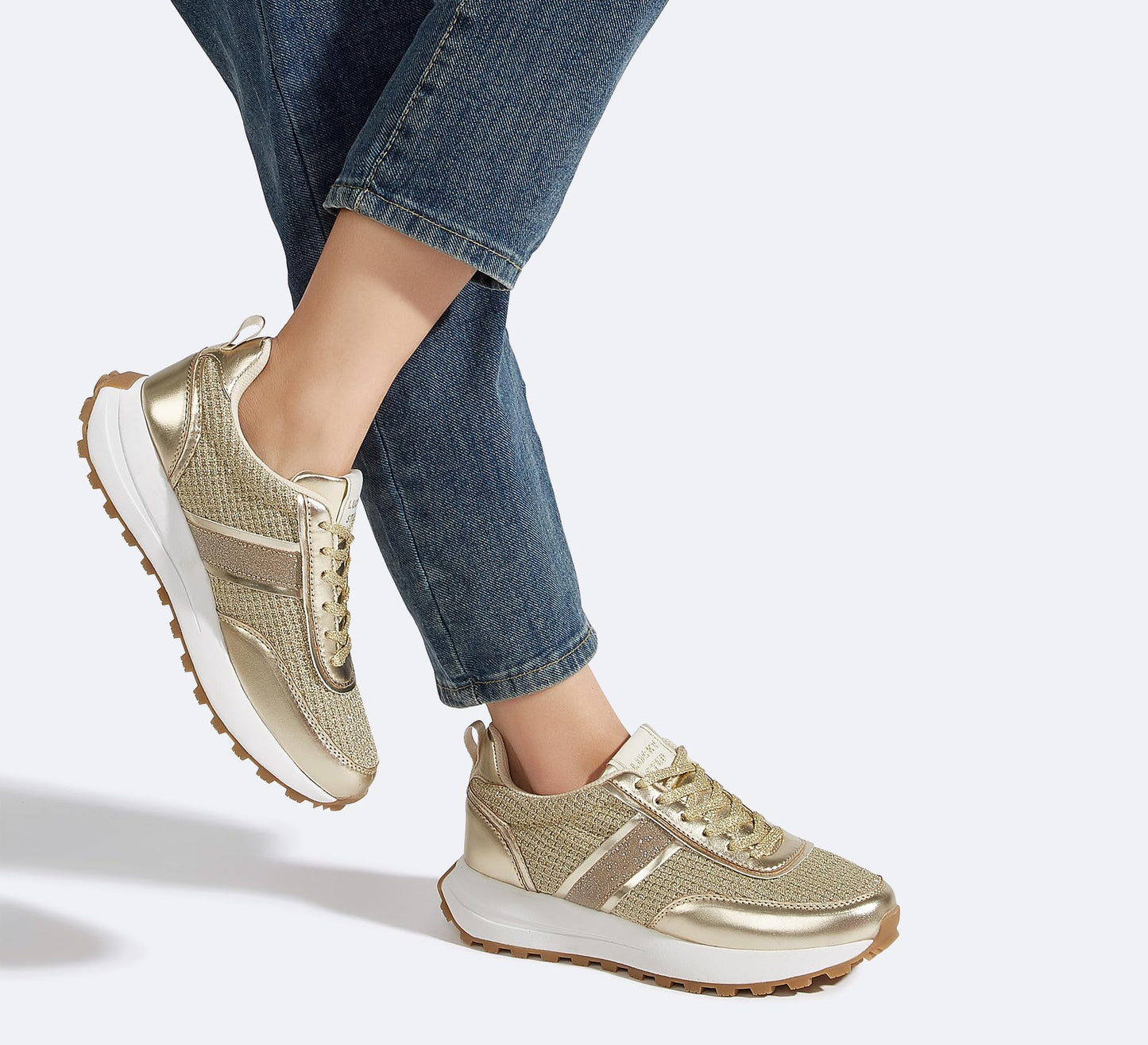 LUCKY STEP Women Platform Walking Shoe Fashion Retro Classic Casual Trainers Braided Rhinestone Sneakers Tennis Running Walking Shoes