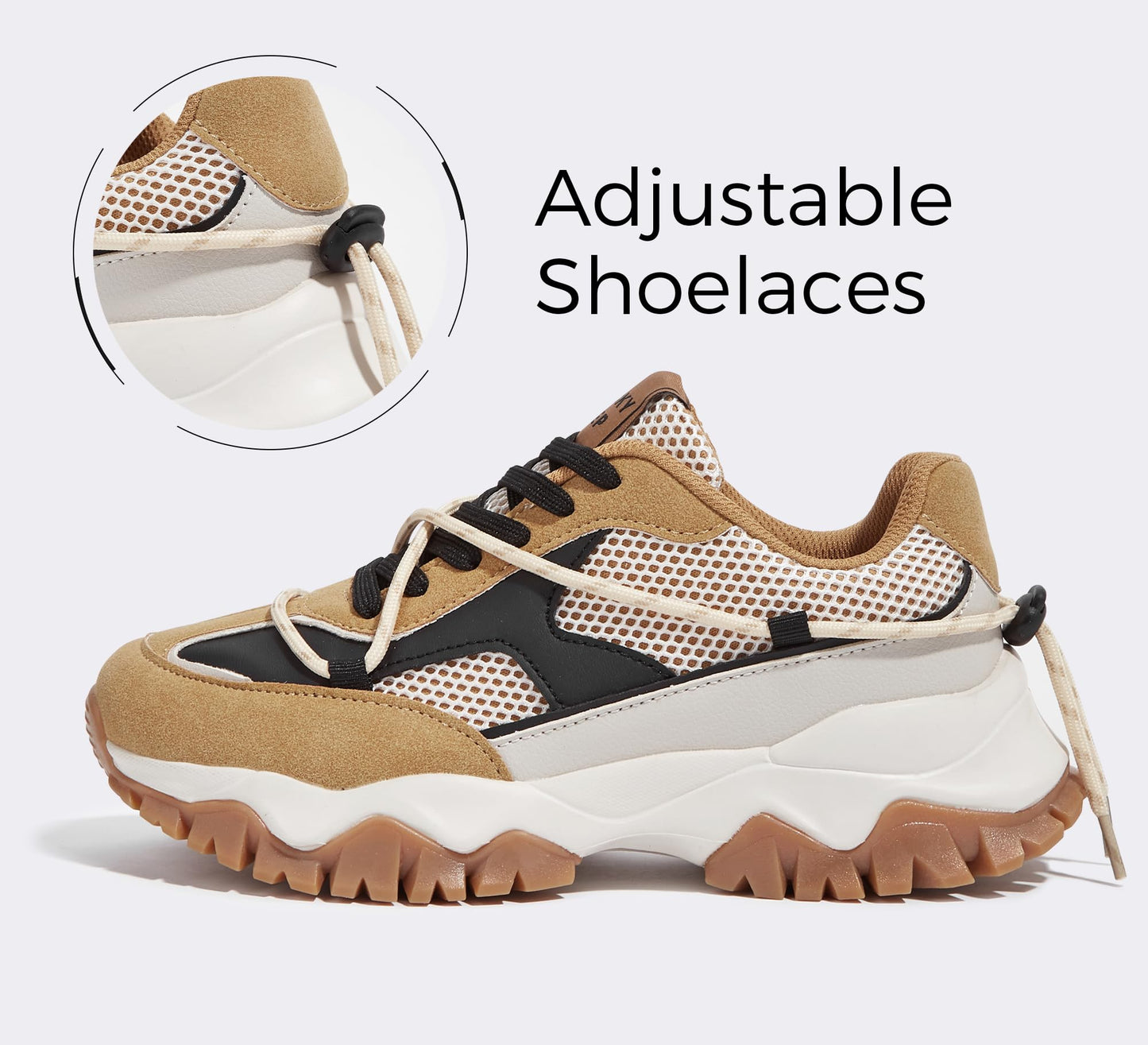 LUCKY STEP Women's Platform Colorful Fashion Sneakers Tennis Retro Colorblock Adjustable Lace Lifestyle Stylish Cute Chunky Dad Casual Walking Shoes