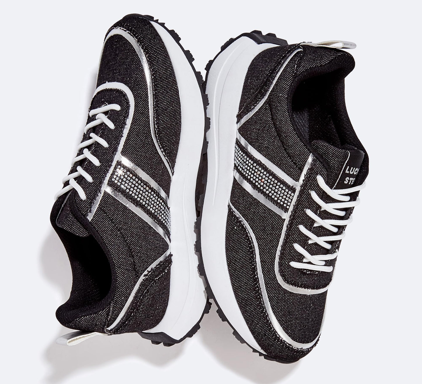 LUCKY STEP Women Platform Walking Shoe Fashion Retro Classic Casual Trainers Braided Rhinestone Sneakers Tennis Running Walking Shoes