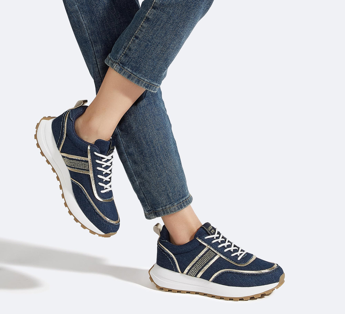 LUCKY STEP Women Platform Walking Shoe Fashion Retro Classic Casual Trainers Braided Rhinestone Sneakers Tennis Running Walking Shoes