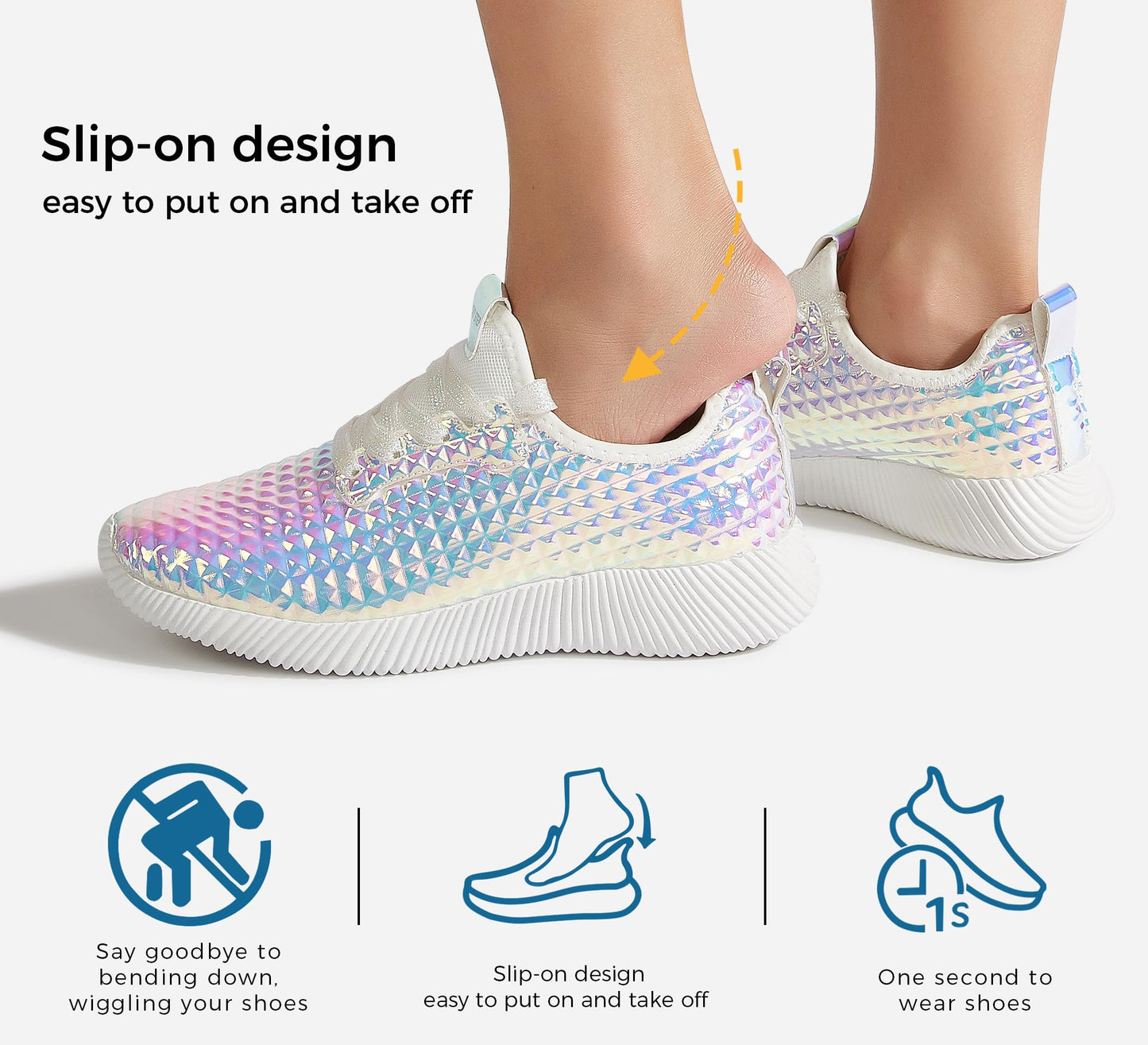 LUCKY STEP Women's Metallic Fashion Sneaker Leatherette Studded Jogger Lightweight Casual Walking Shoes