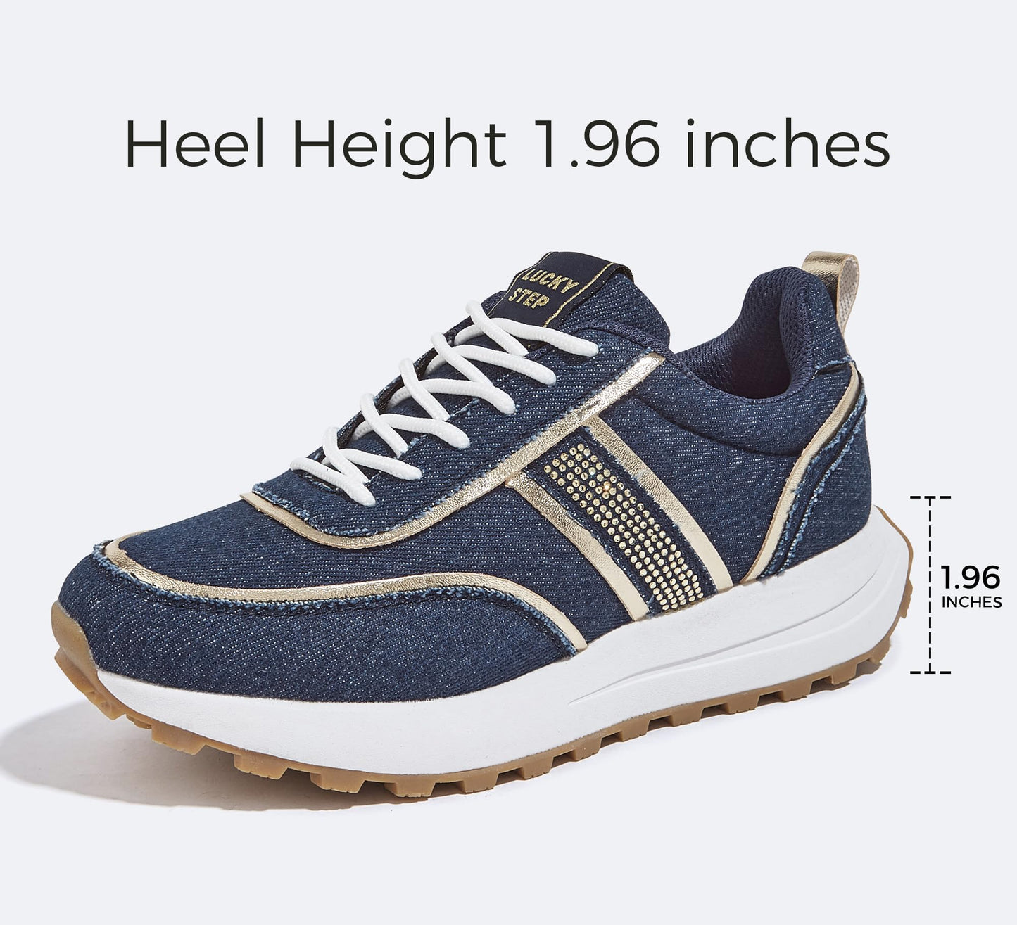 LUCKY STEP Women Platform Walking Shoe Fashion Retro Classic Casual Trainers Braided Rhinestone Sneakers Tennis Running Walking Shoes