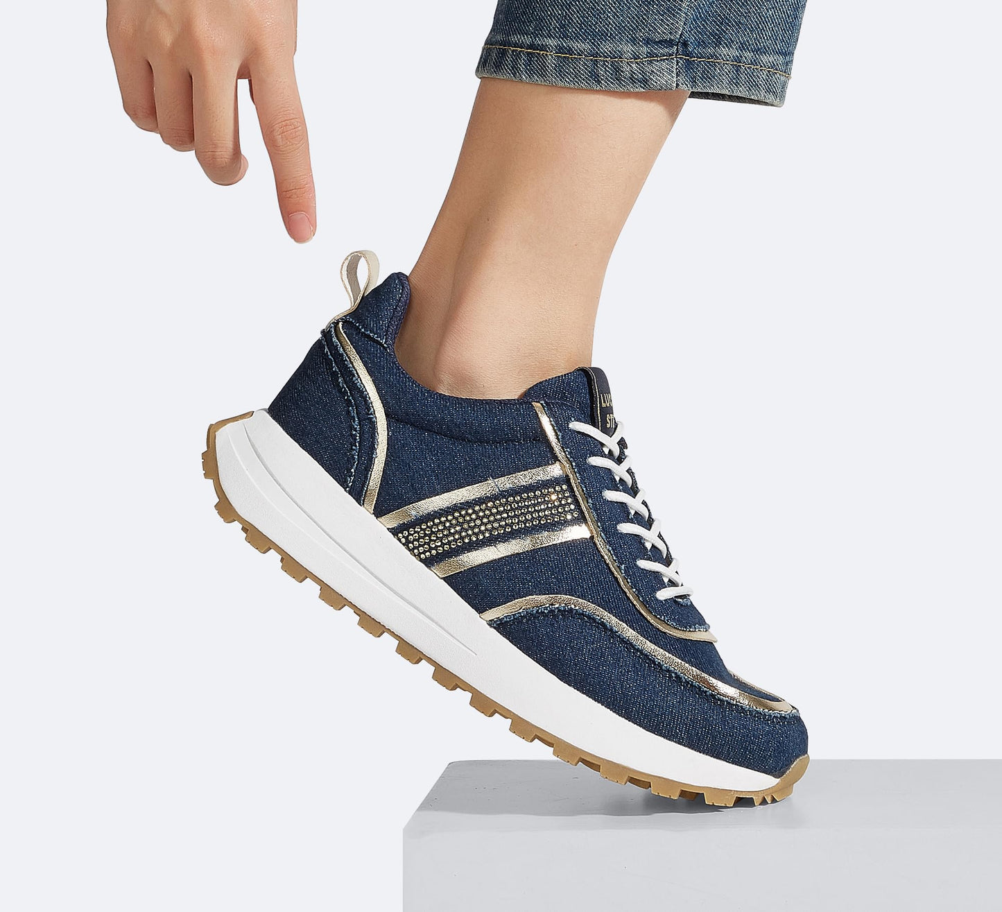 LUCKY STEP Women Platform Walking Shoe Fashion Retro Classic Casual Trainers Braided Rhinestone Sneakers Tennis Running Walking Shoes