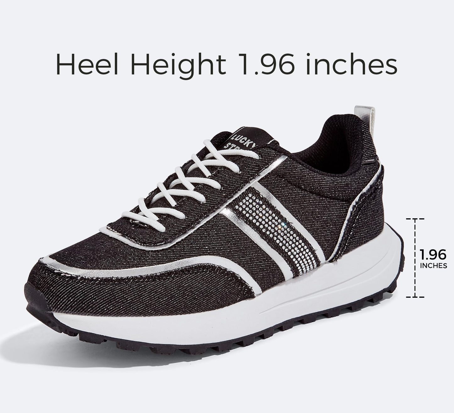 LUCKY STEP Women Platform Walking Shoe Fashion Retro Classic Casual Trainers Braided Rhinestone Sneakers Tennis Running Walking Shoes