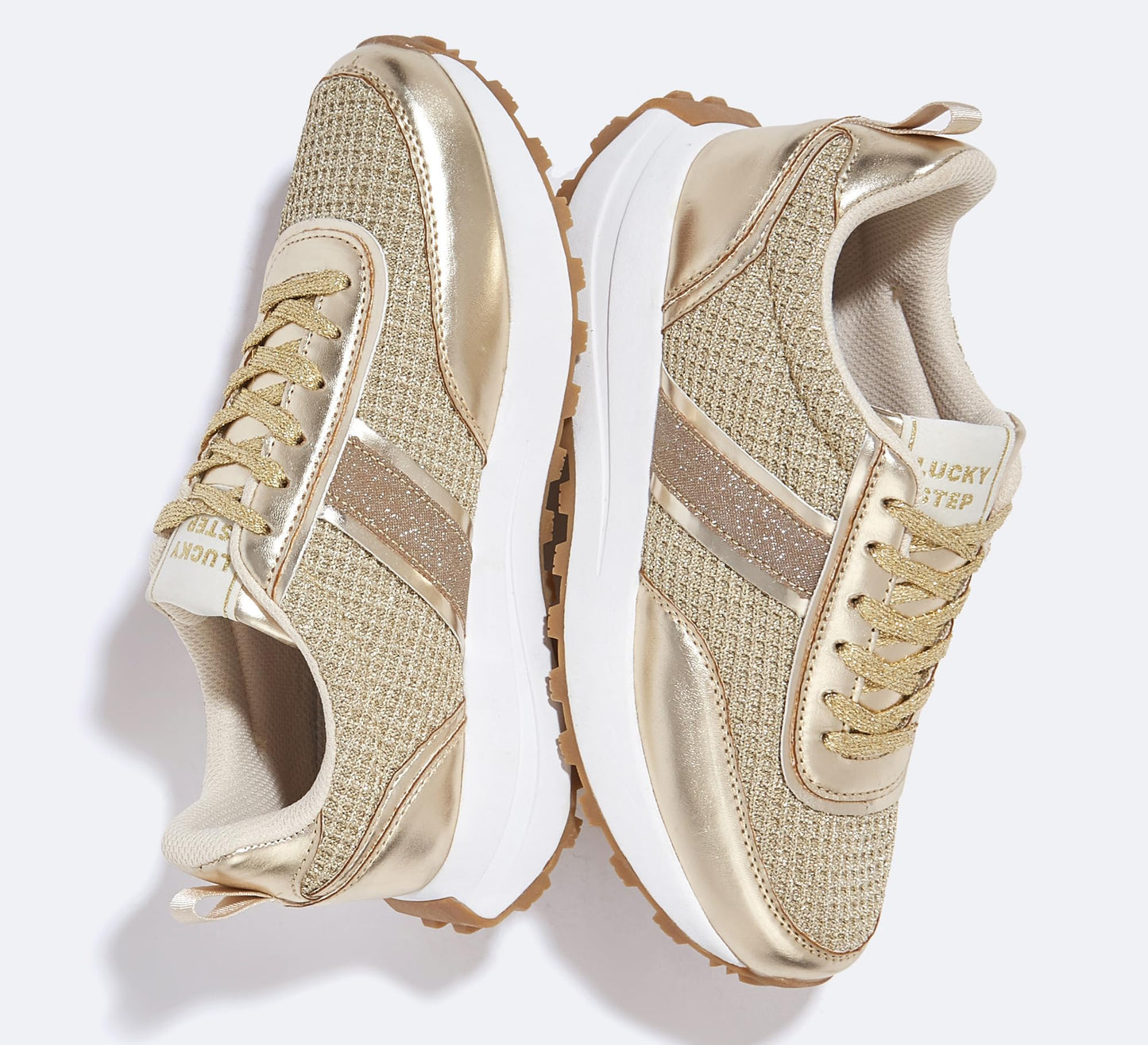 LUCKY STEP Women Platform Walking Shoe Fashion Retro Classic Casual Trainers Braided Rhinestone Sneakers Tennis Running Walking Shoes