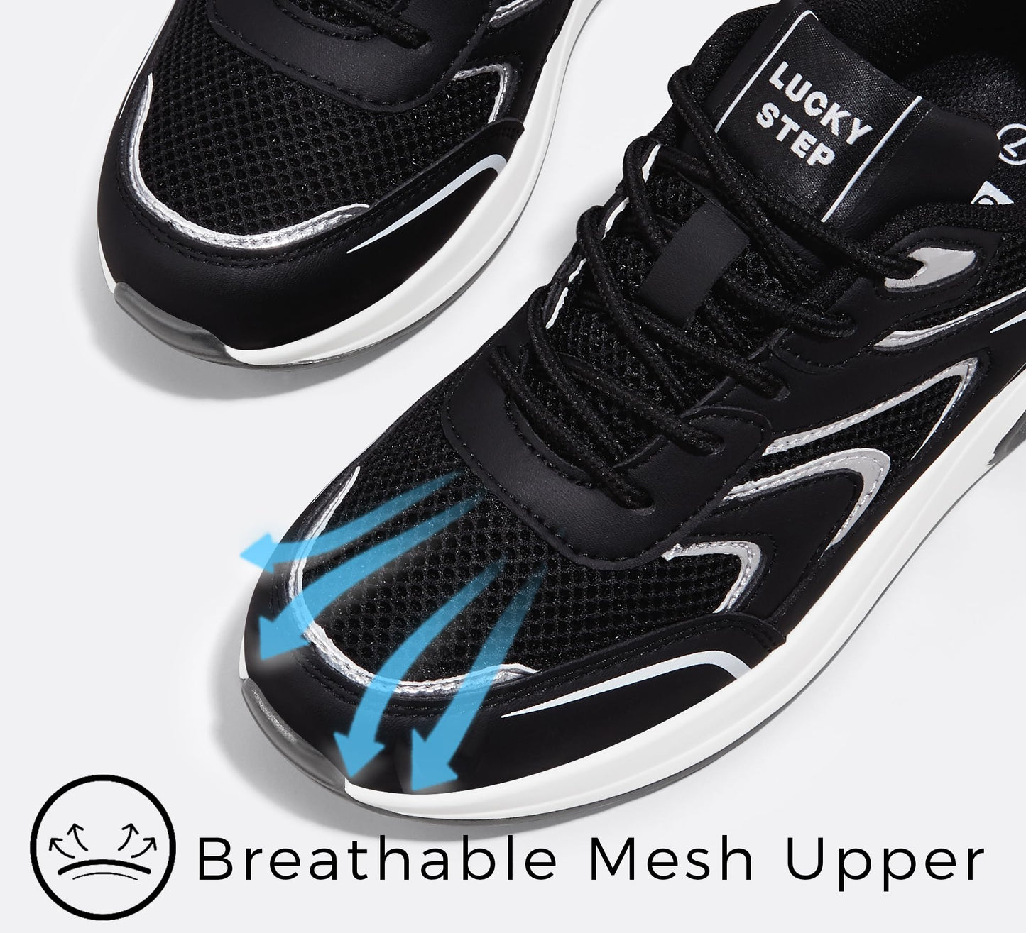 LUCKY STEP Women's Air Cushion Sneakers Rhinestone Fashion Running Gym Jogging Casual Sparkly Arch Support Walking Shoes
