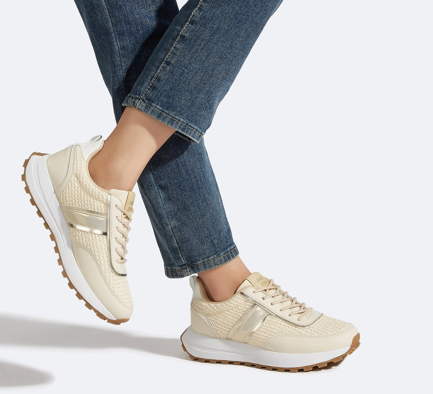 LUCKY STEP Women Platform Walking Shoe Fashion Retro Classic Casual Trainers Braided Rhinestone Sneakers Tennis Running Walking Shoes