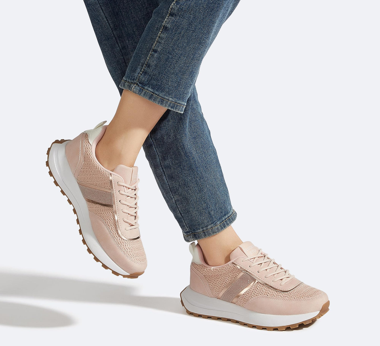LUCKY STEP Women Platform Walking Shoe Fashion Retro Classic Casual Trainers Braided Rhinestone Sneakers Tennis Running Walking Shoes