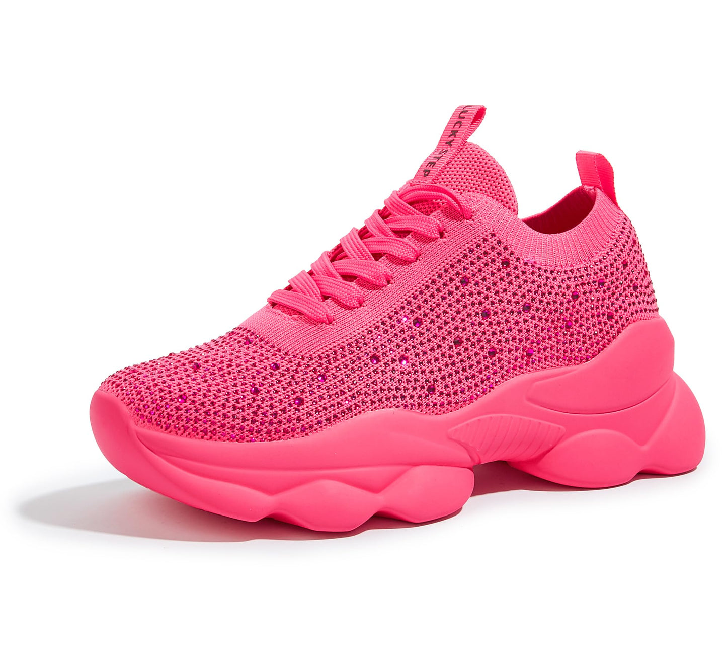 LUCKY STEP Women's Chunky Rhinestone Sneaker Sparkly Bling Bedazzled Mesh Slip on Elastic Sock Glitter Shiny Rave Walking Shoes