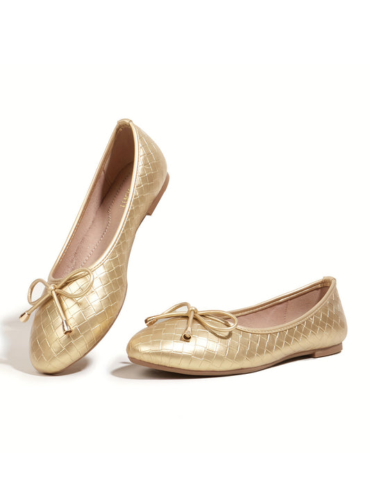 Women's Chic Flats,  Ballet Flats for Women, Bowknot Round Toe Comfort Light Weight Slip-On Lightweight Everyday Footwear for Casual Elegance
